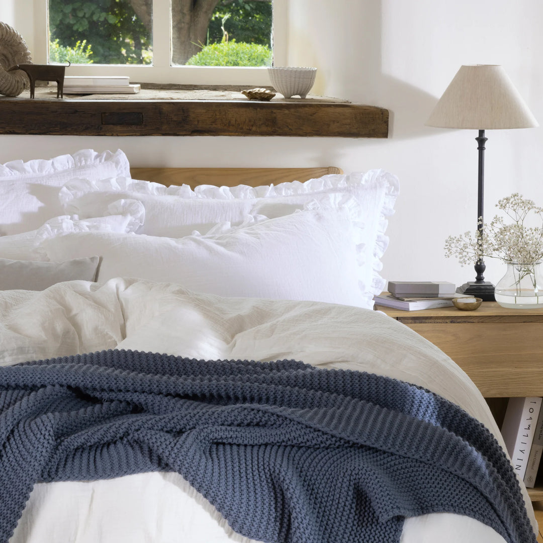 Christy 100% Organic Retreat Ruffle Oxford Pillowcase Pair in White