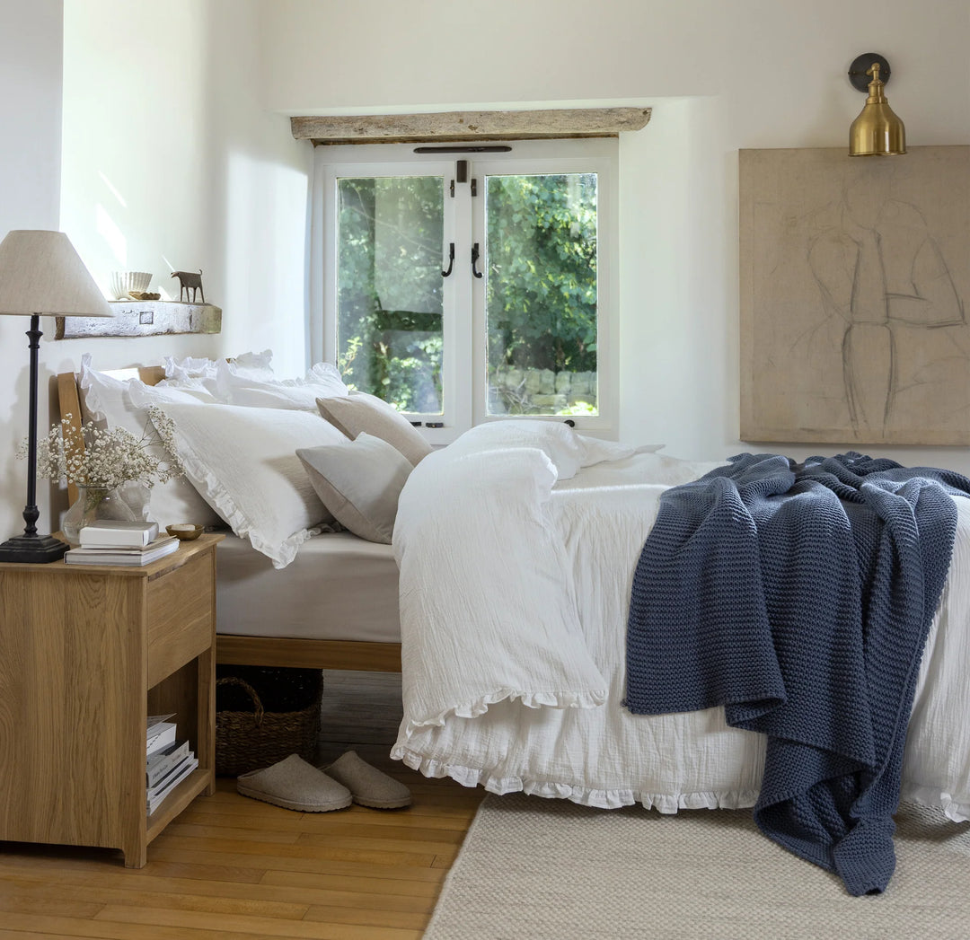 Christy 100% Organic Retreat Ruffle Duvet Set in White