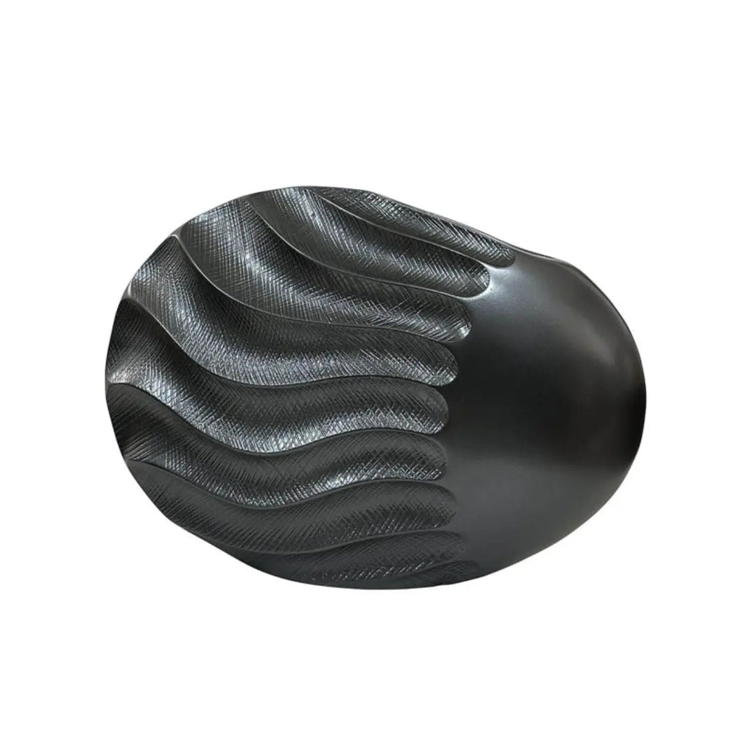 Pearl Grey Sand Wave Design 24.5cm Polyresin Vase Lina Home