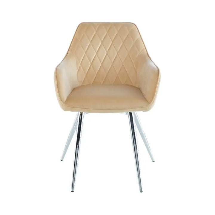 Quinn Dining Chair In Champagne Velvet With Chrome Legs Lina Home