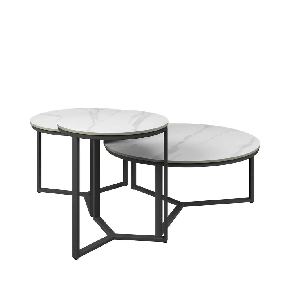 Romano 3pc White Ceramic Coffee Table Set Torelli