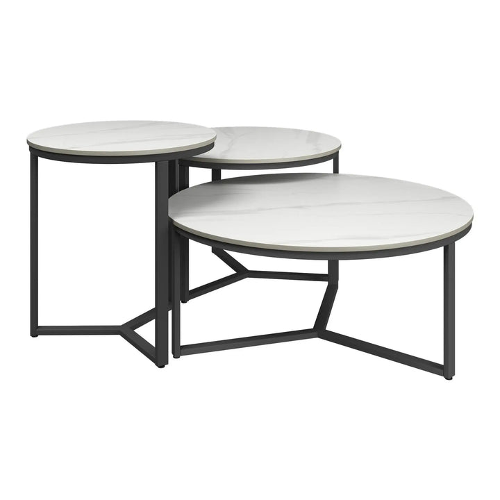 Romano 3pc White Ceramic Coffee Table Set Torelli