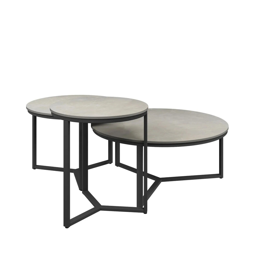 Romano 3pc Grey Ceramic Coffee Table Set Torelli