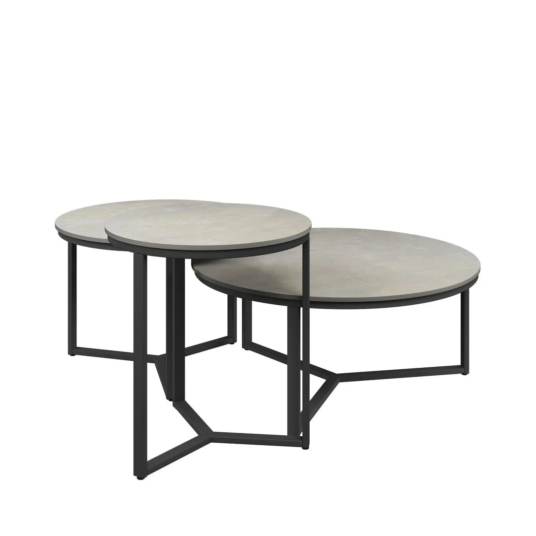Romano 3pc Grey Ceramic Coffee Table Set Torelli