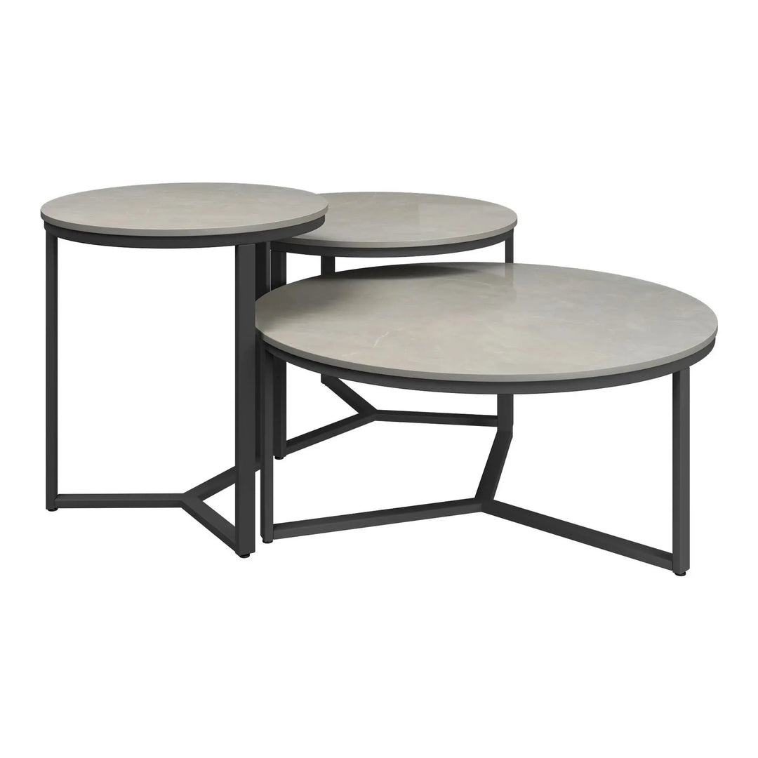 Romano 3pc Grey Ceramic Coffee Table Set Torelli