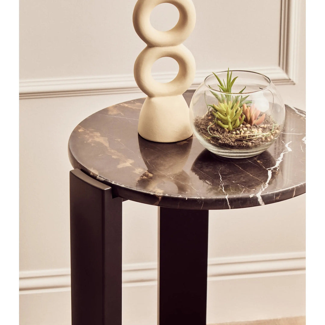 Ravello Black Marble Top Round Side Table  Nicholas John Interiors