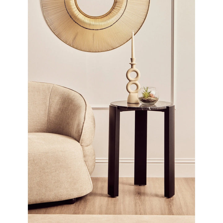 Ravello Black Marble Top Round Side Table  Nicholas John Interiors