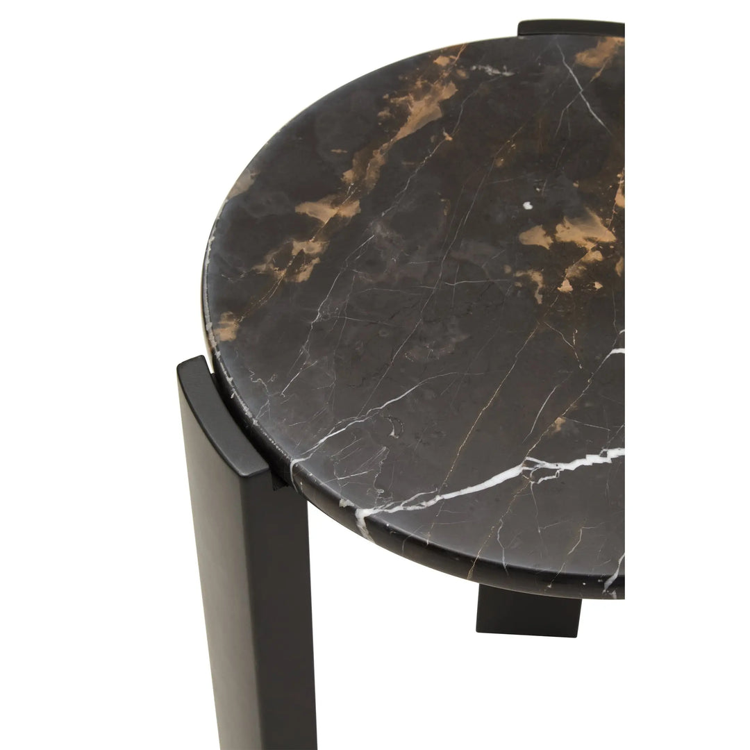 Ravello Black Marble Top Round Side Table  Nicholas John Interiors