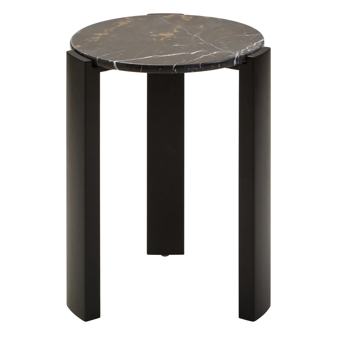 Ravello Black Marble Top Round Side Table  Nicholas John Interiors
