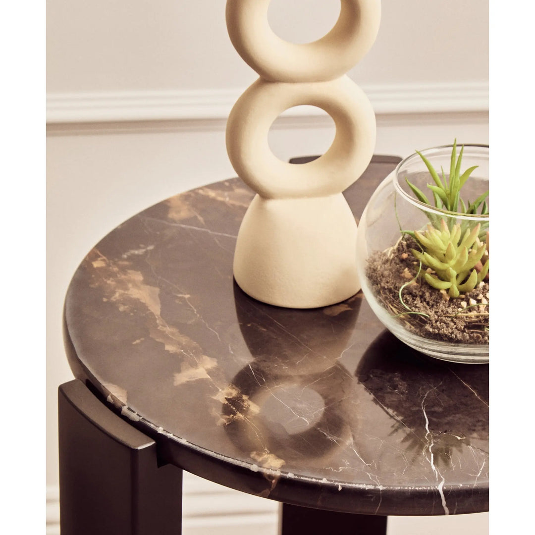 Ravello Black Marble Top Round Side Table  Nicholas John Interiors