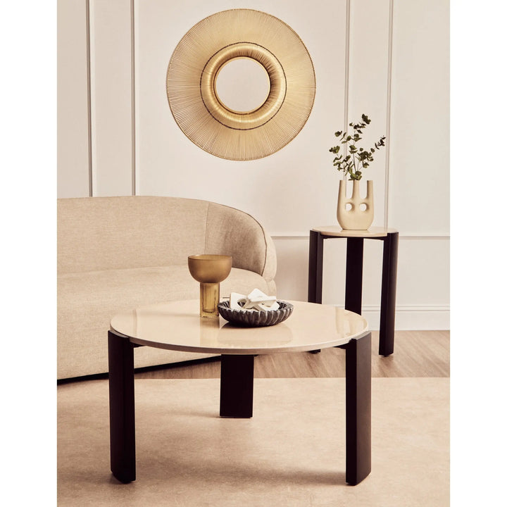 Ravello Cream Marble Top Round Side Table  Nicholas John Interiors