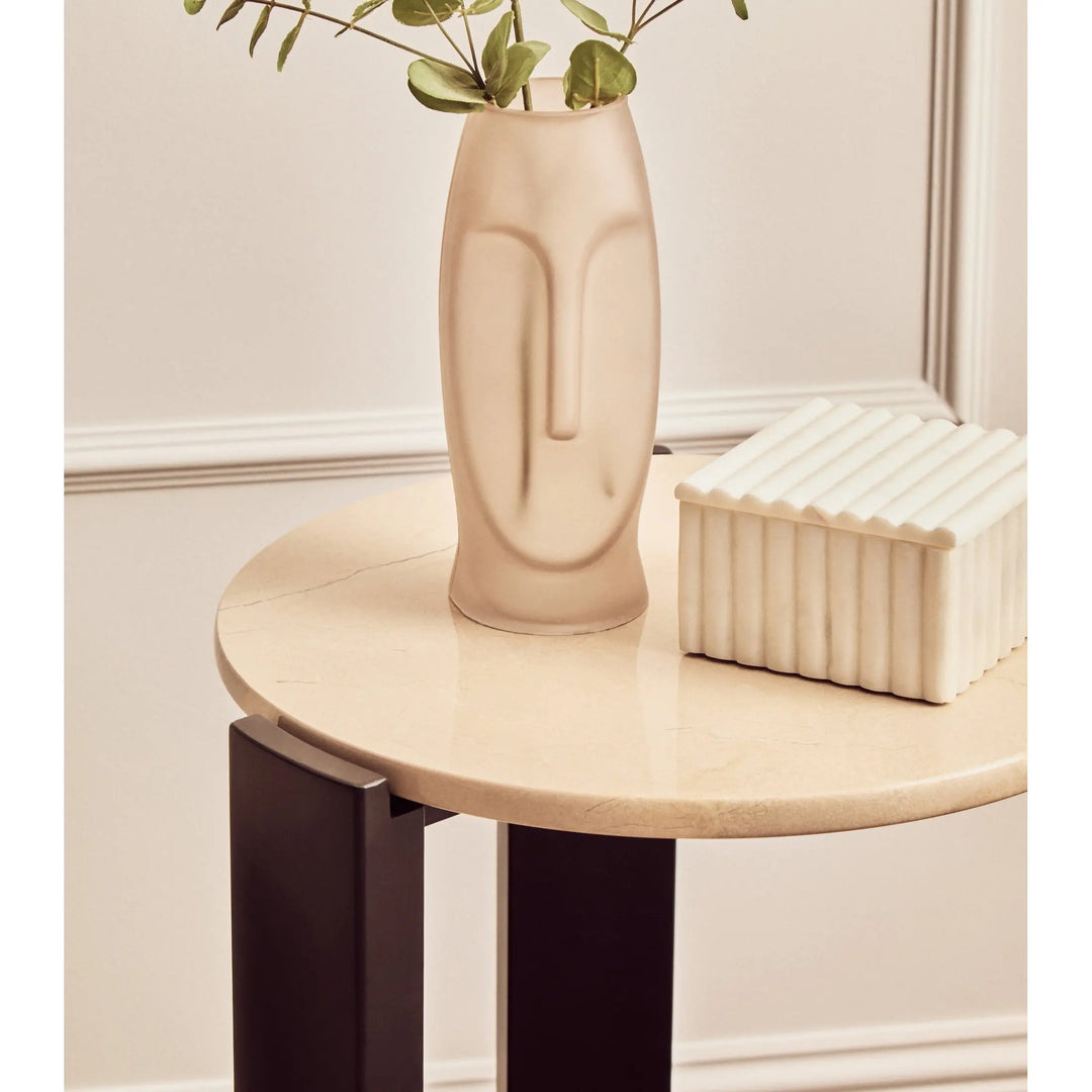 Ravello Cream Marble Top Round Side Table  Nicholas John Interiors