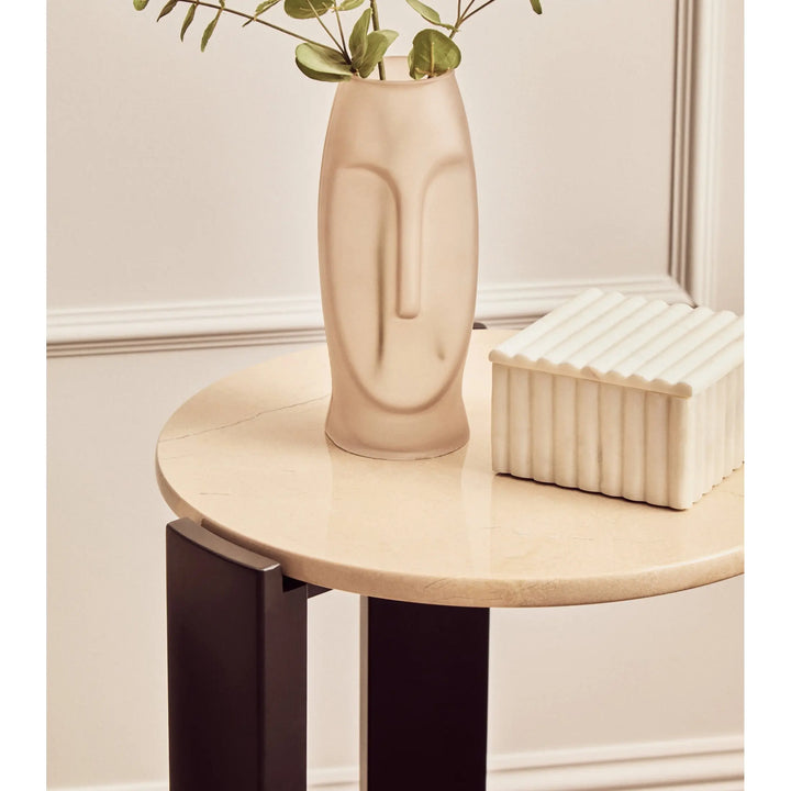 Ravello Cream Marble Top Round Side Table  Nicholas John Interiors