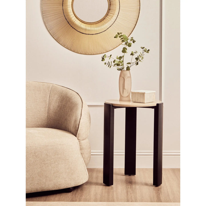 Ravello Cream Marble Top Round Side Table  Nicholas John Interiors