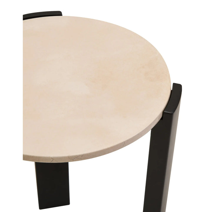 Ravello Cream Marble Top Round Side Table  Nicholas John Interiors