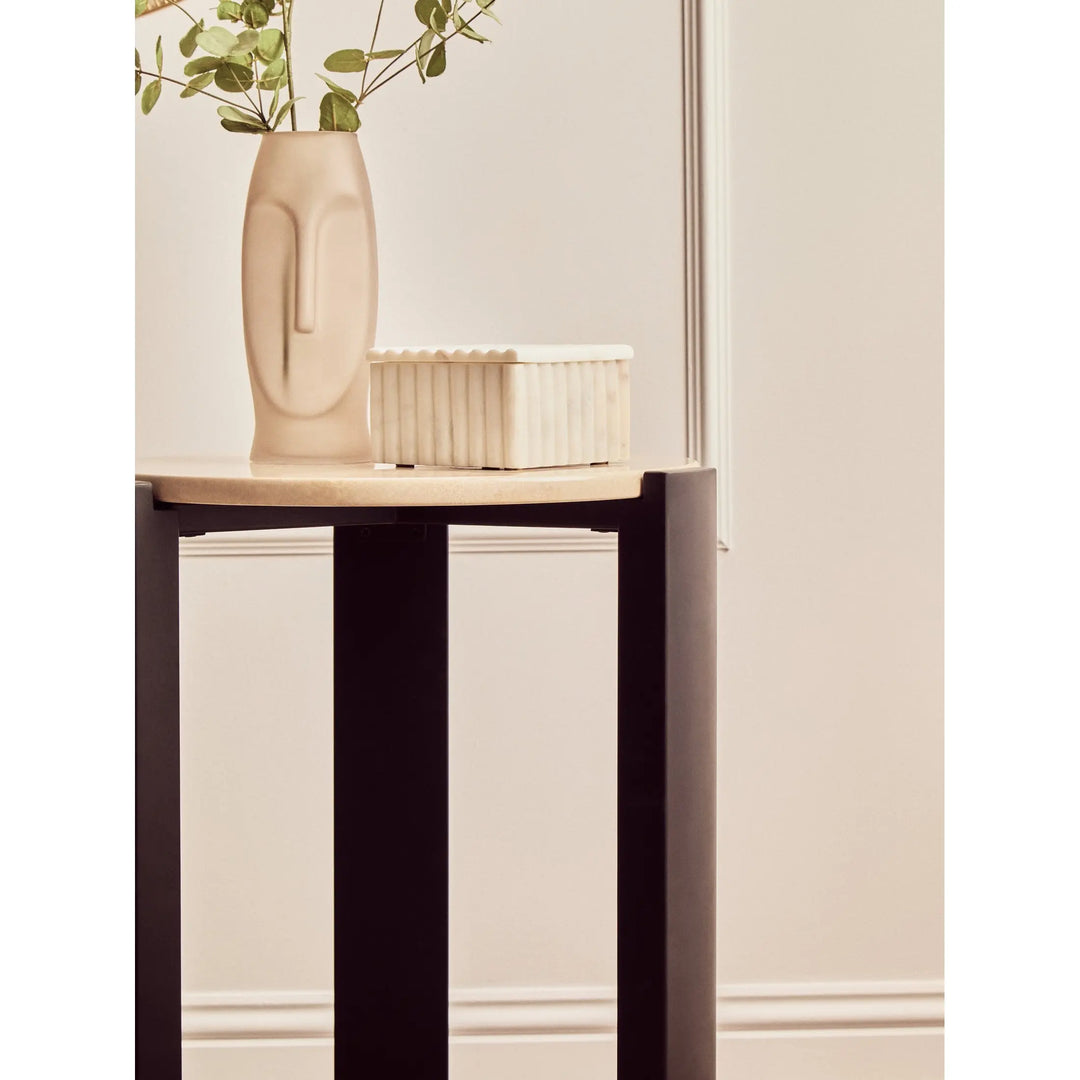 Ravello Cream Marble Top Round Side Table  Nicholas John Interiors