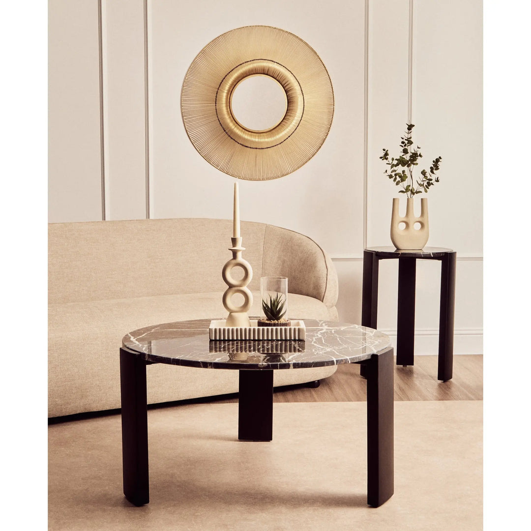 Ravello Round Black Marble Top Large Coffee Table  Nicholas John Interiors
