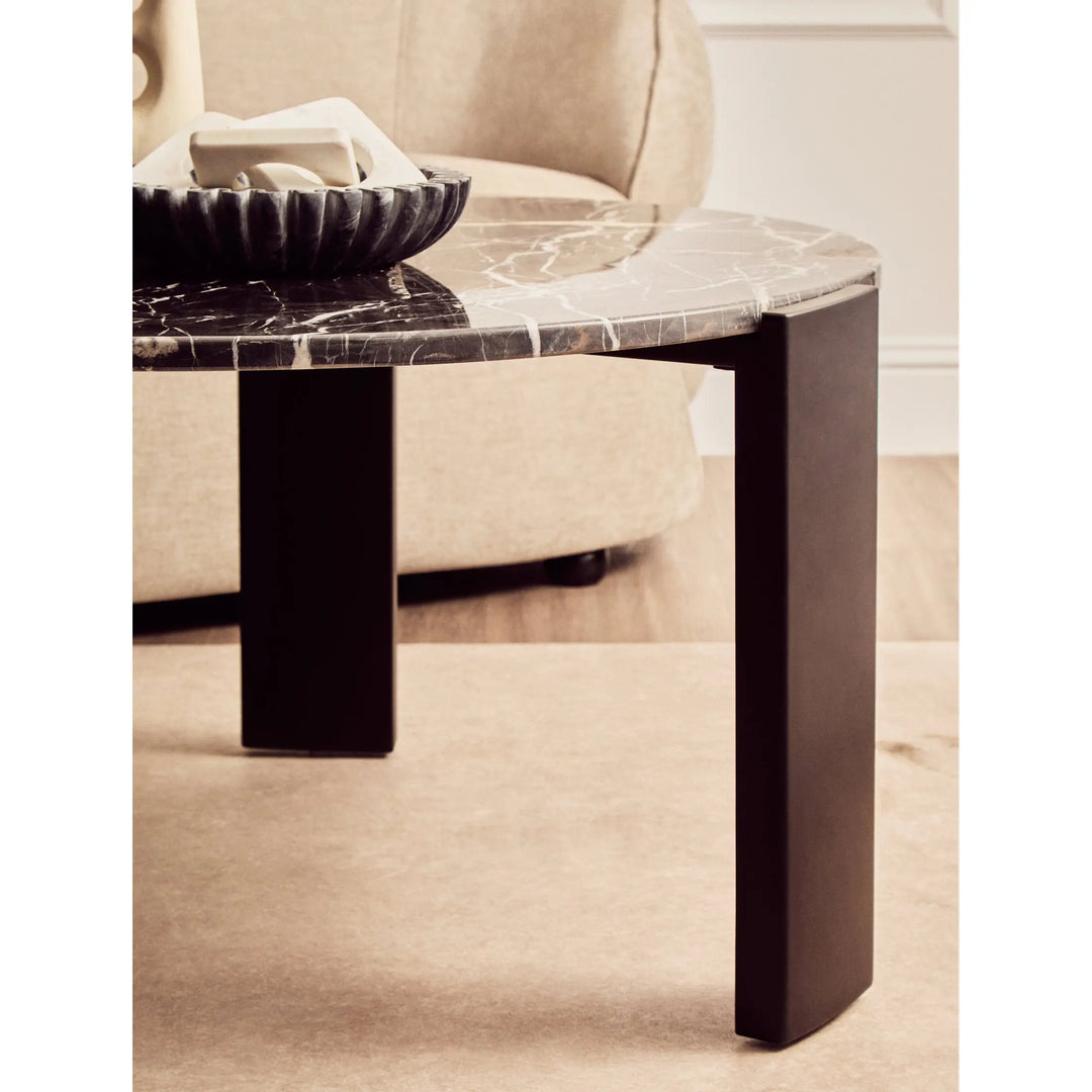 Ravello Round Black Marble Top Large Coffee Table  Nicholas John Interiors