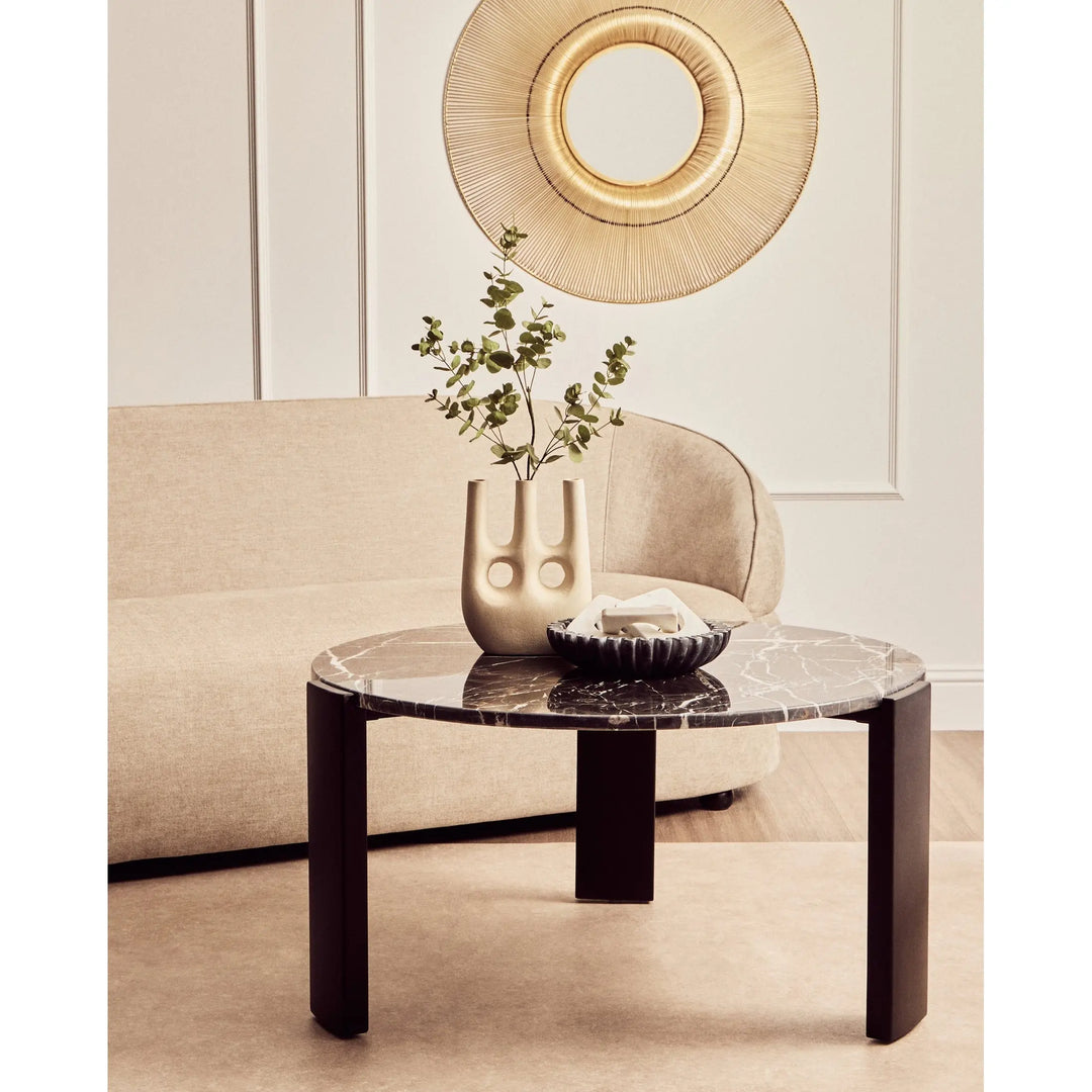 Ravello Round Black Marble Top Large Coffee Table  Nicholas John Interiors