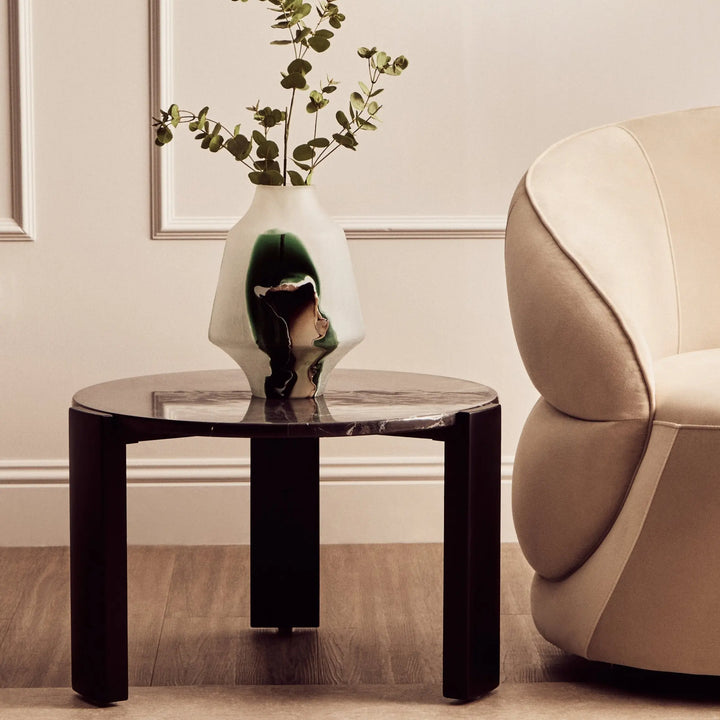 Ravello Round Black Marble Top Small Coffee Table  Nicholas John Interiors