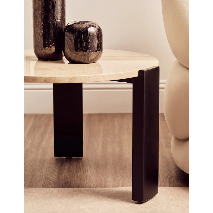 Ravello Round Cream Marble Top Small Coffee Table  Nicholas John Interiors