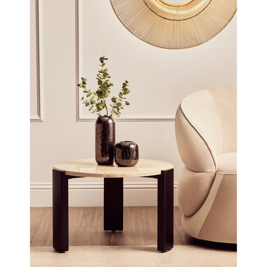 Ravello Round Cream Marble Top Small Coffee Table  Nicholas John Interiors