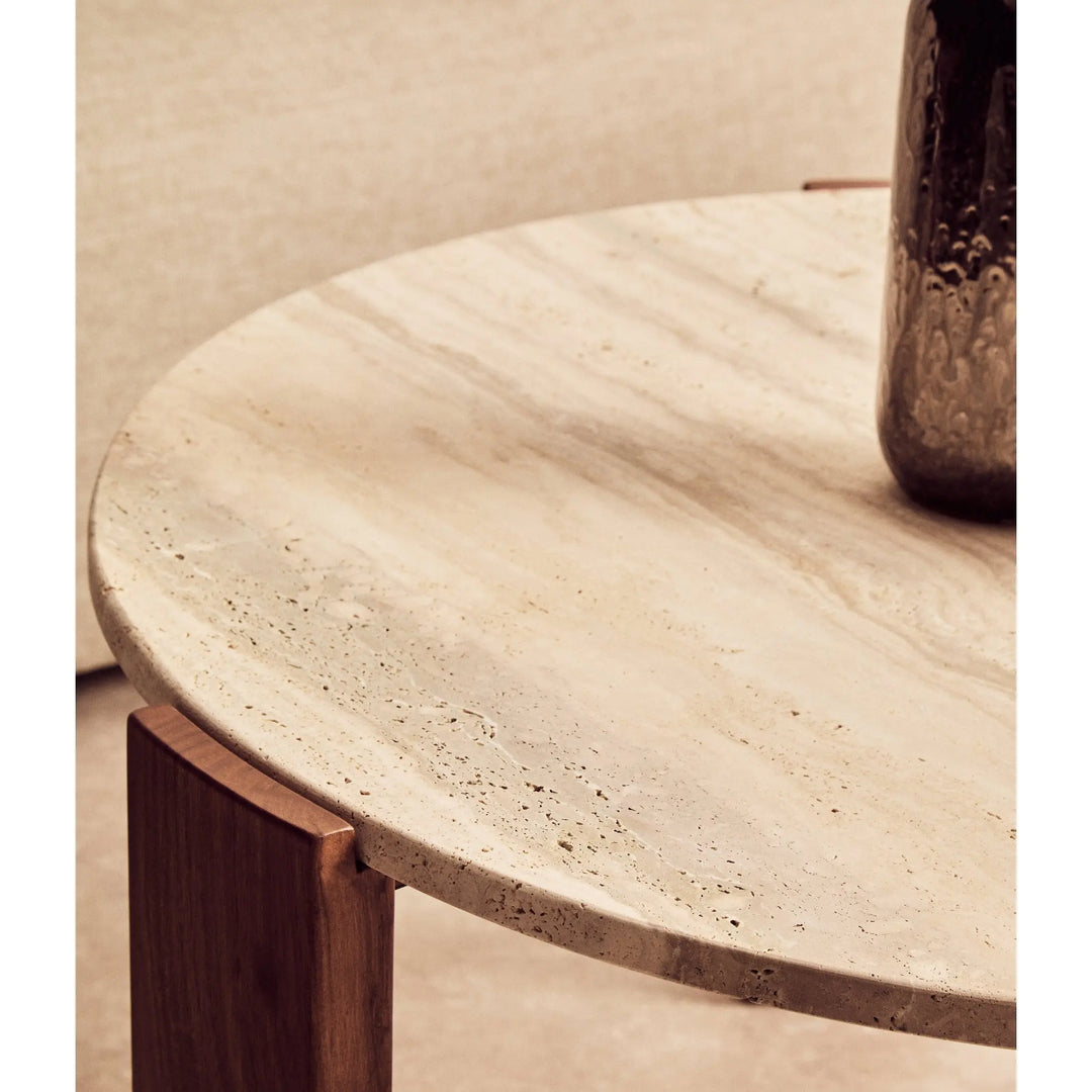 Ravello Round Travertine Top Large Coffee Table  Nicholas John Interiors