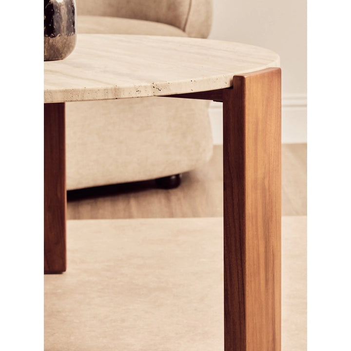 Ravello Round Travertine Top Large Coffee Table  Nicholas John Interiors