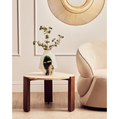 Ravello Round Travertine Top Small Coffee Table  Nicholas John Interiors