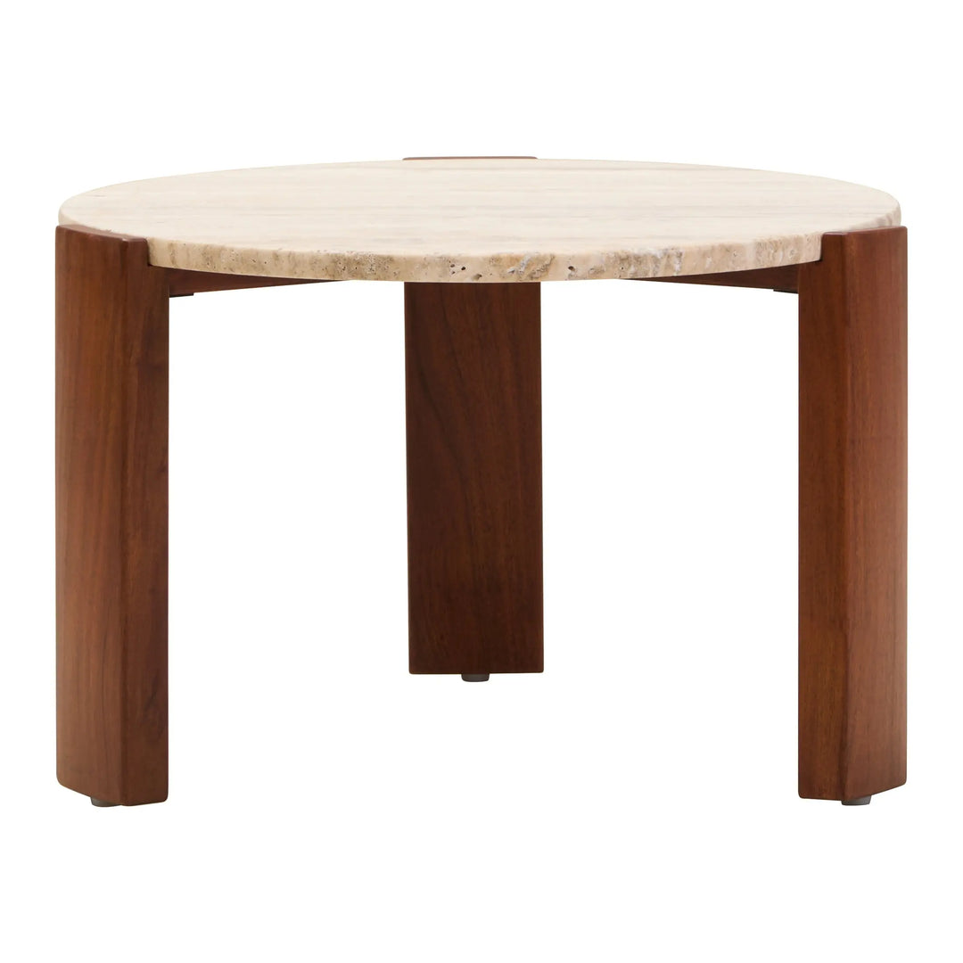 Ravello Round Travertine Top Small Coffee Table  Nicholas John Interiors