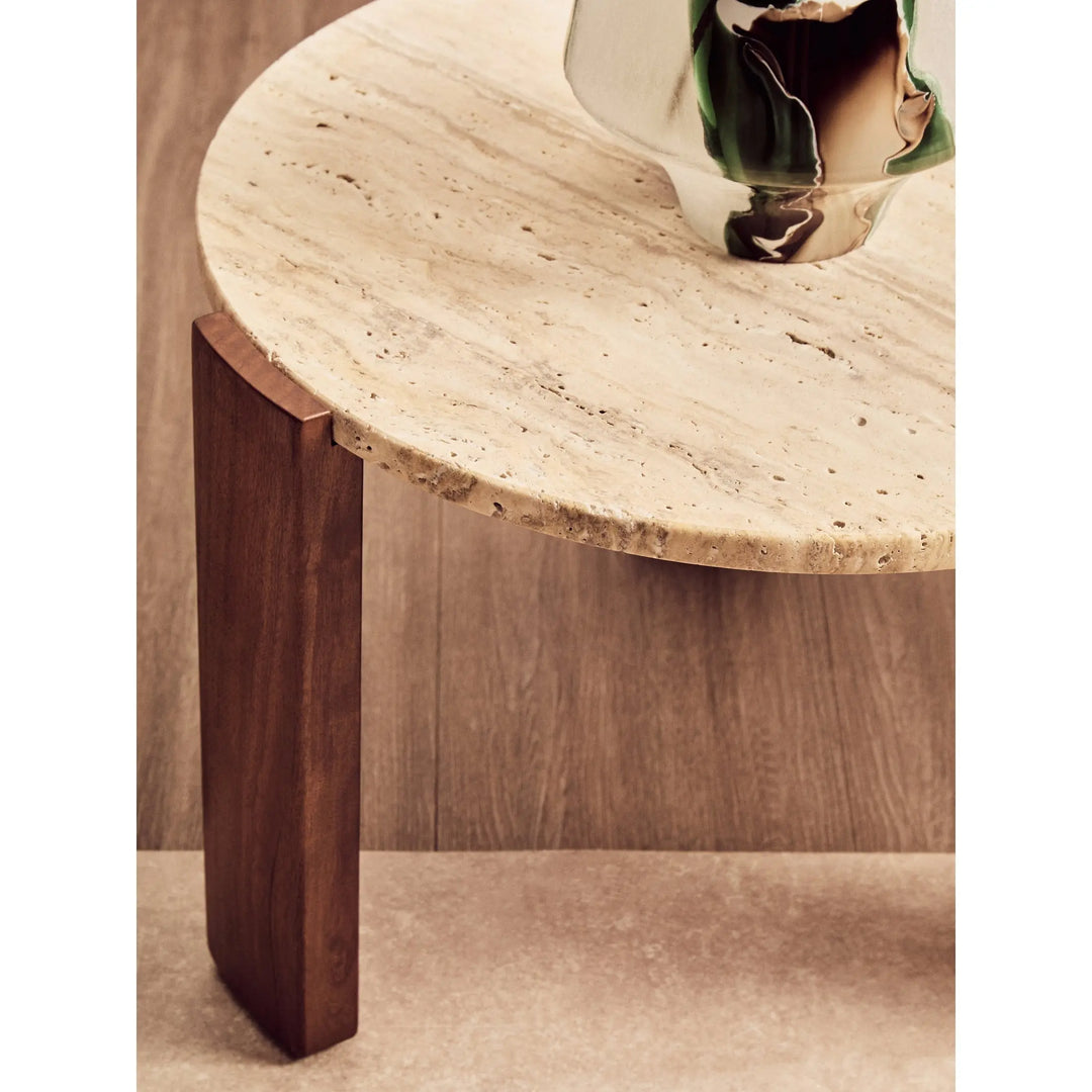 Ravello Round Travertine Top Small Coffee Table  Nicholas John Interiors