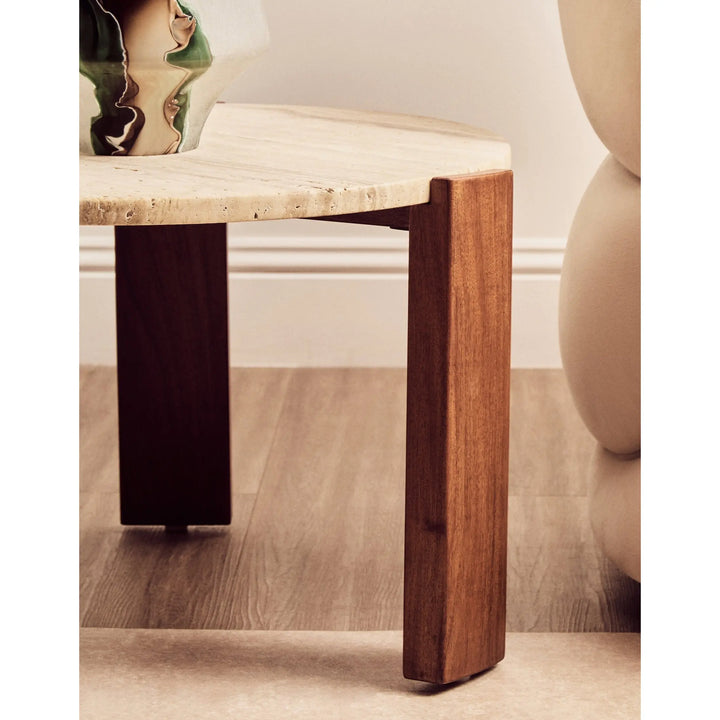 Ravello Round Travertine Top Small Coffee Table  Nicholas John Interiors