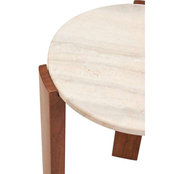 Ravello Travertine Top Round Side Table  Nicholas John Interiors
