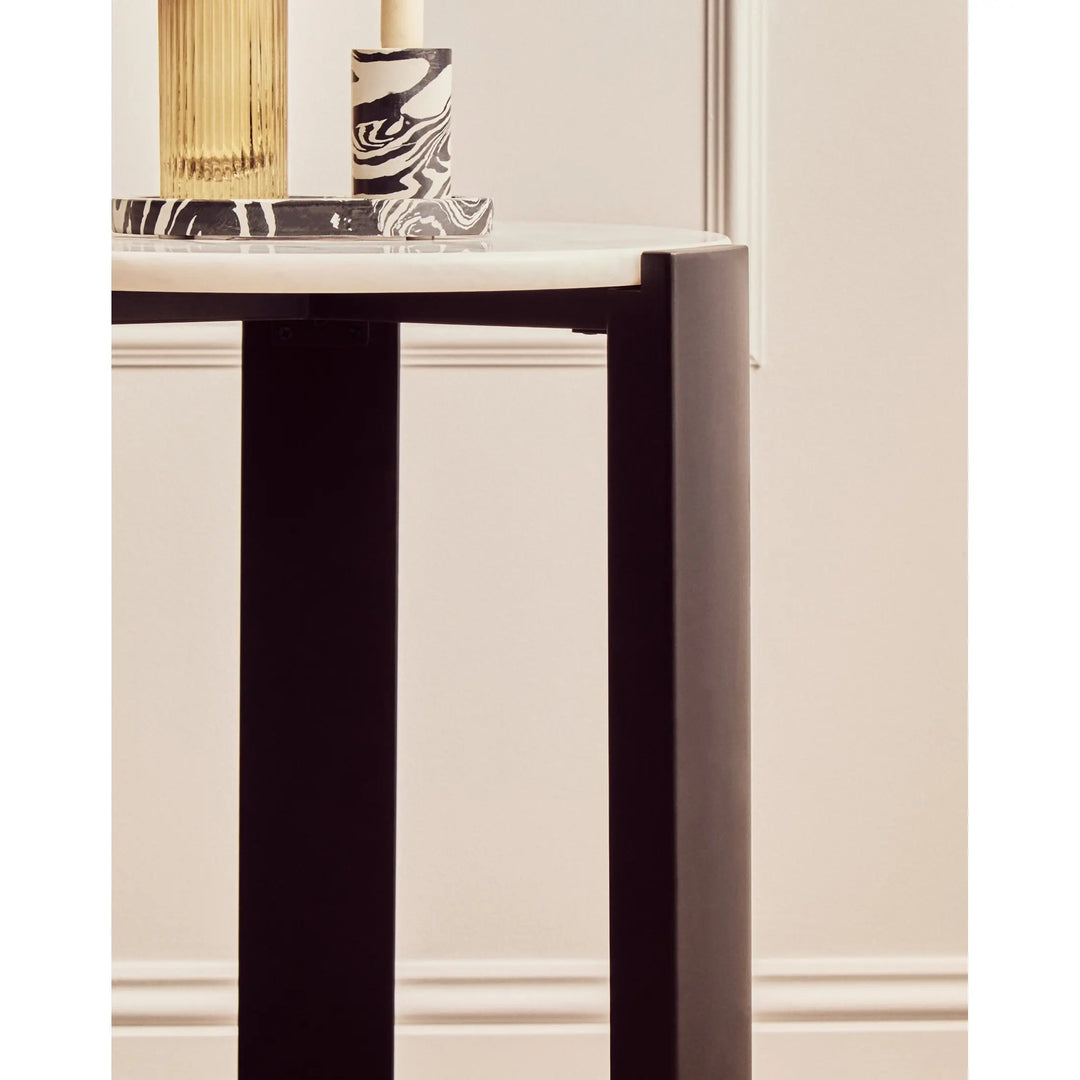 Ravello White Marble Top Round Side Table  Nicholas John Interiors