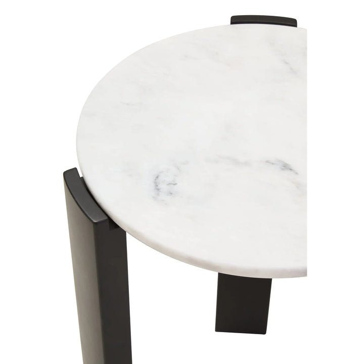 Ravello White Marble Top Round Side Table  Nicholas John Interiors