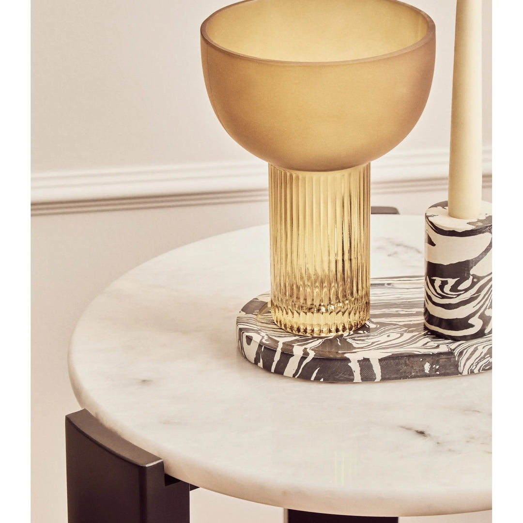 Ravello White Marble Top Round Side Table  Nicholas John Interiors