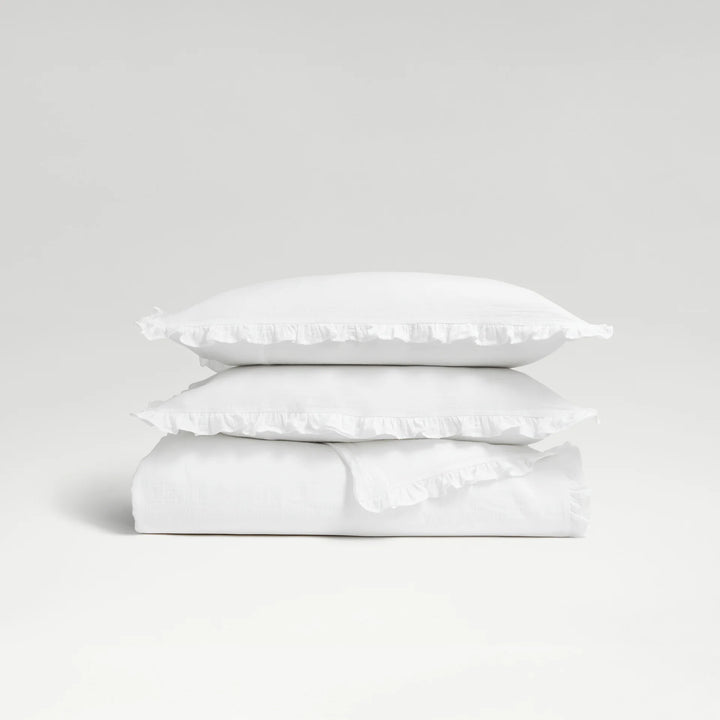 Christy 100% Organic Retreat Ruffle Duvet Set in White