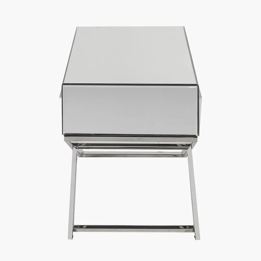 Rocco Mirrored Glass and Silver Metal Coffee Table   Nicholas John Interiors