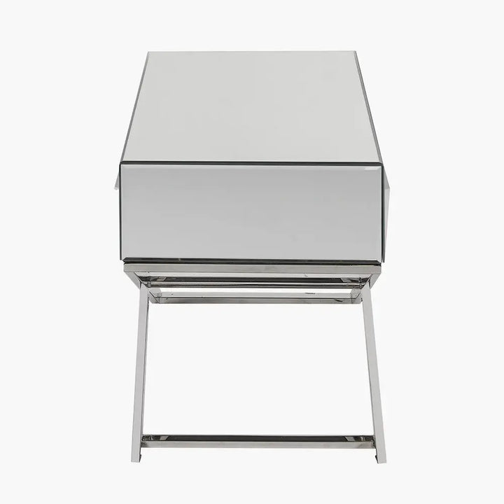 Rocco Mirrored Glass and Silver Metal Coffee Table   Nicholas John Interiors