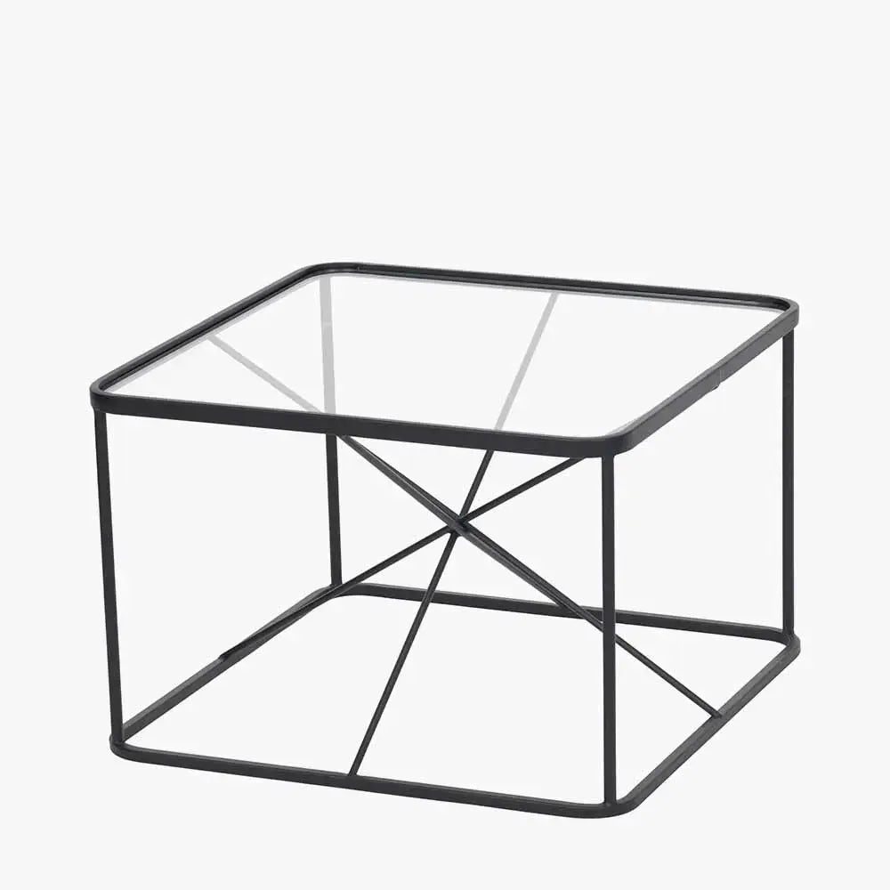 Roxy Glass and Black Metal Coffee Table   Nicholas John Interiors