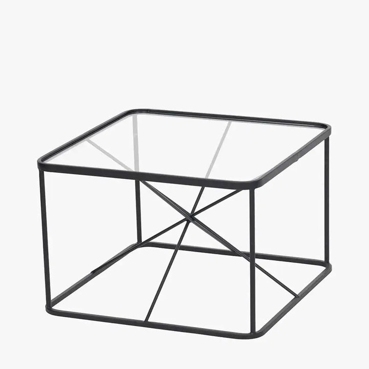 Roxy Glass and Black Metal Coffee Table   Nicholas John Interiors