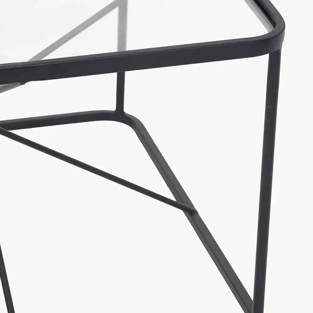 Roxy Glass and Black Metal Coffee Table   Nicholas John Interiors