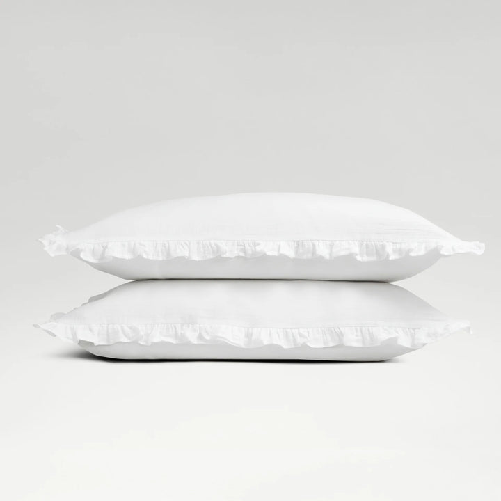 Christy 100% Organic Retreat Ruffle Oxford Pillowcase Pair in White