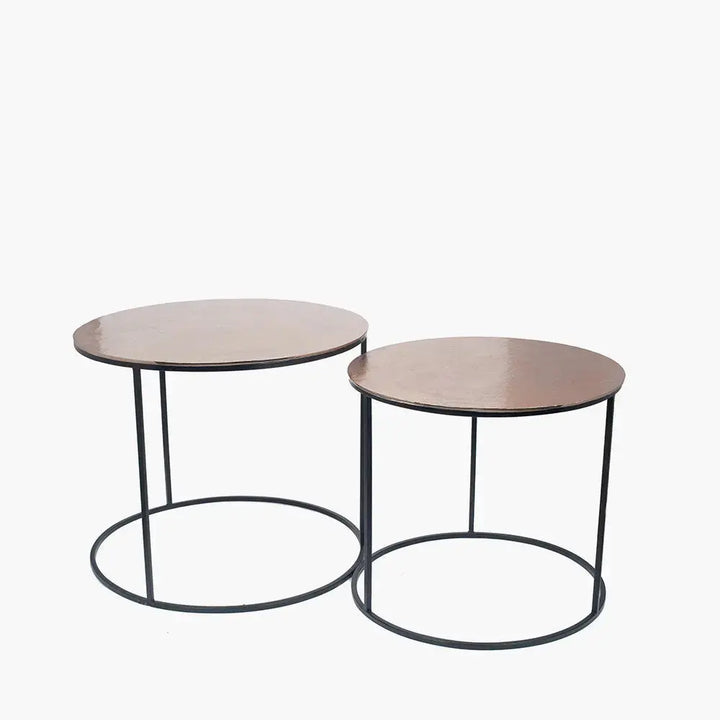S/2 Panaji Black Iron and Gold Aluminium Round Tables   Nicholas John Interiors
