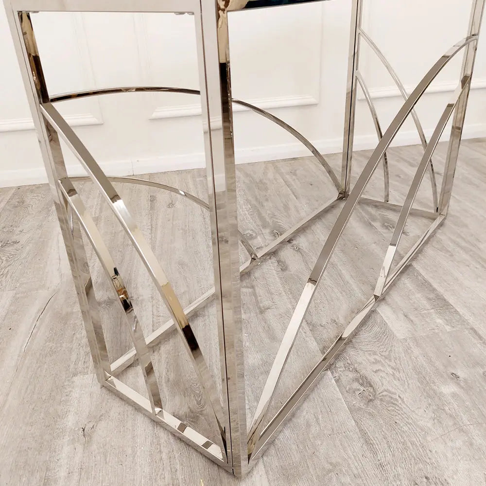 Stella Chrome Console Table with Stomach Ash Grey Sintered Top Furnish 365 Limited
