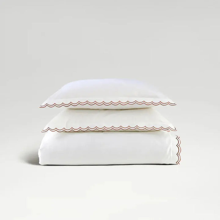 Christy Scallop Edge Duvet Set in Fire Christy