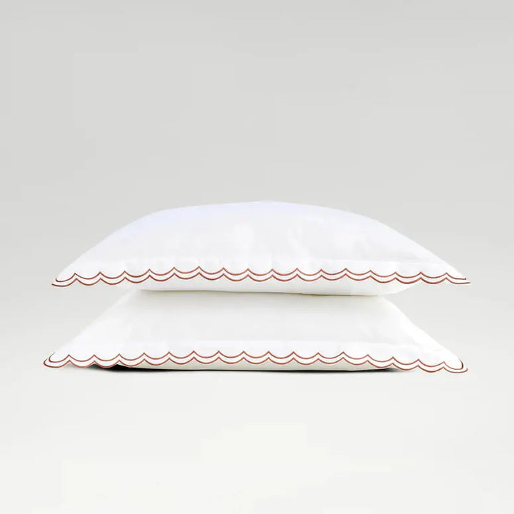 Christy Scallop Edge Oxford Pillowcase Pair in Fire Christy