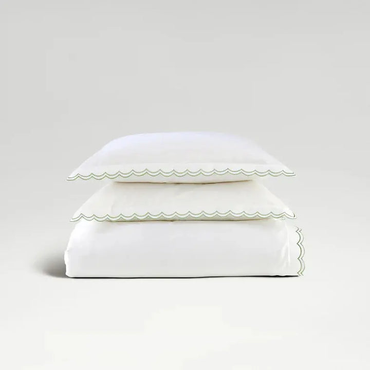Christy Scallop Edge Duvet Set in Matcha Christy