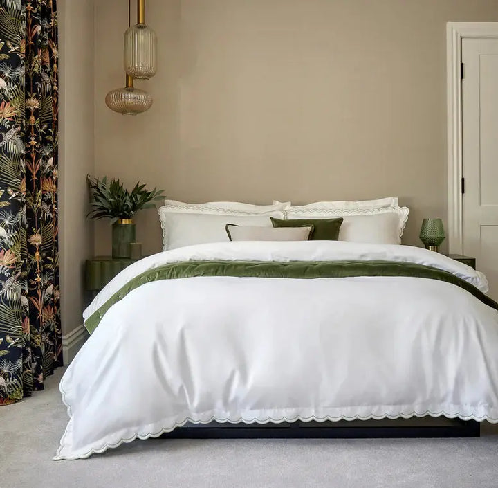 Christy Scallop Edge Duvet Set in Matcha Christy