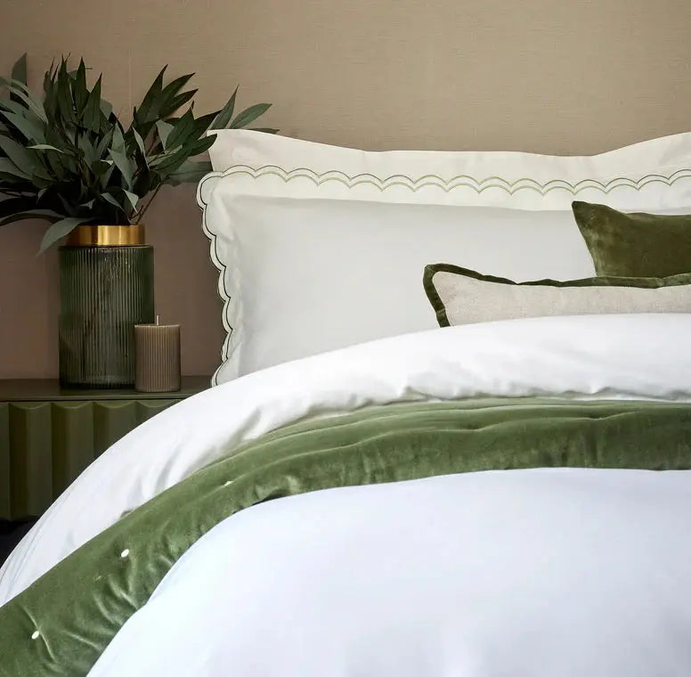 Christy Scallop Edge Duvet Set in Matcha Christy